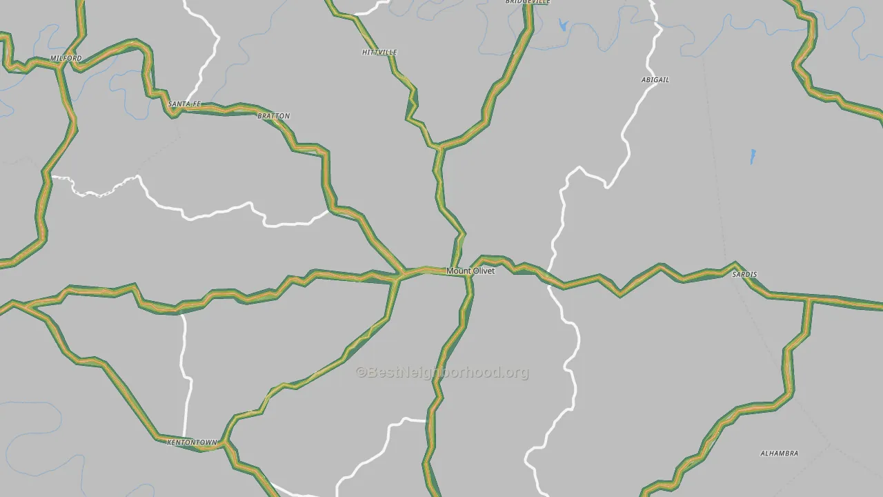 Mount Olivet, KY Map of Noise Levels in Mount Olivet