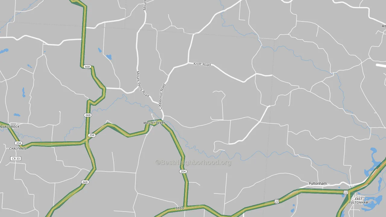 Mount Perry, OH Map of Noise Levels in Mount Perry