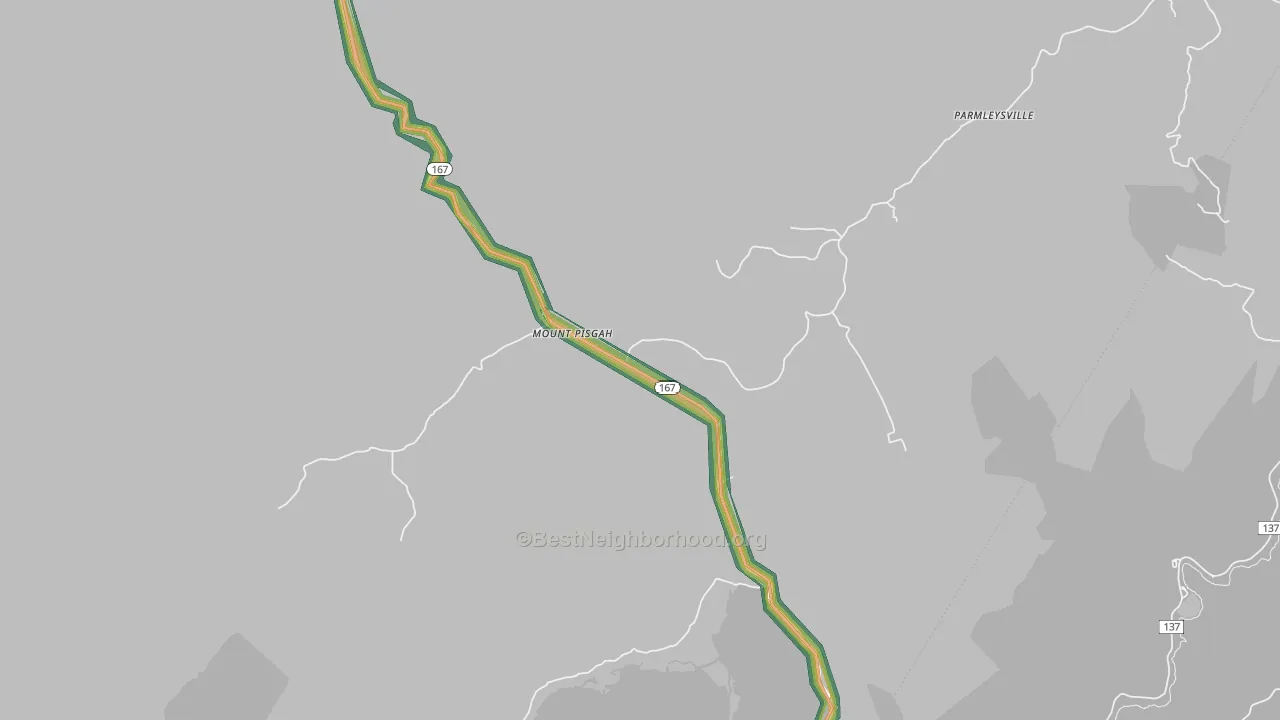 Mount Pisgah, KY Map of Noise Levels in Mount Pisgah
