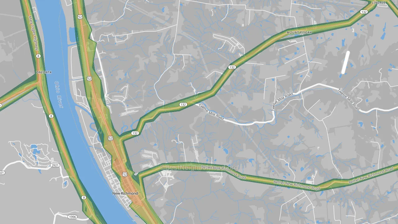 Mount Pisgah, OH Map of Noise Levels in Mount Pisgah