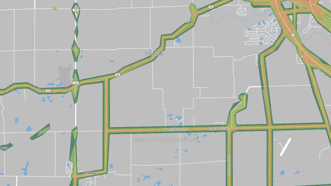 Mount Pleasant, IN Map of Noise Levels in Mount Pleasant