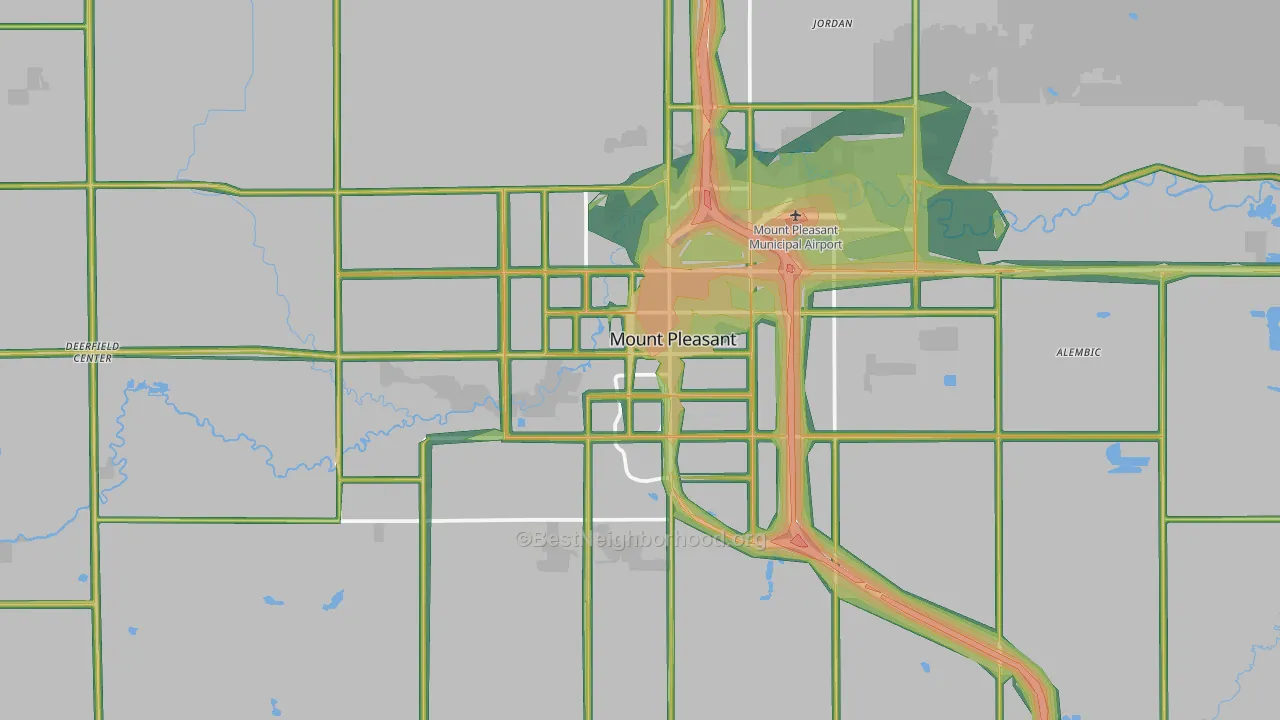 Mount Pleasant, MI Map of Noise Levels in Mount Pleasant