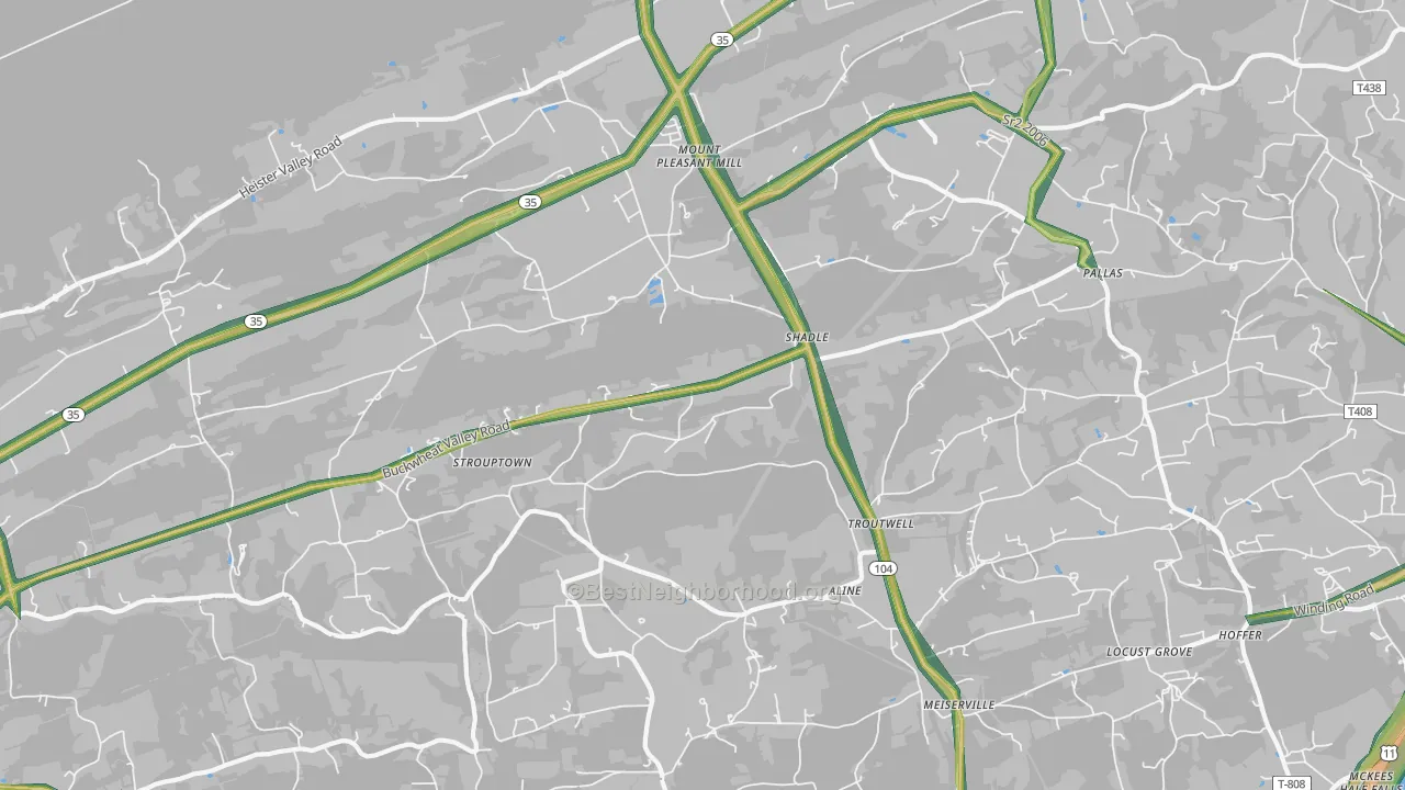 Mount Pleasant Mills, PA Map of Noise Levels in Mount Pleasant Mills