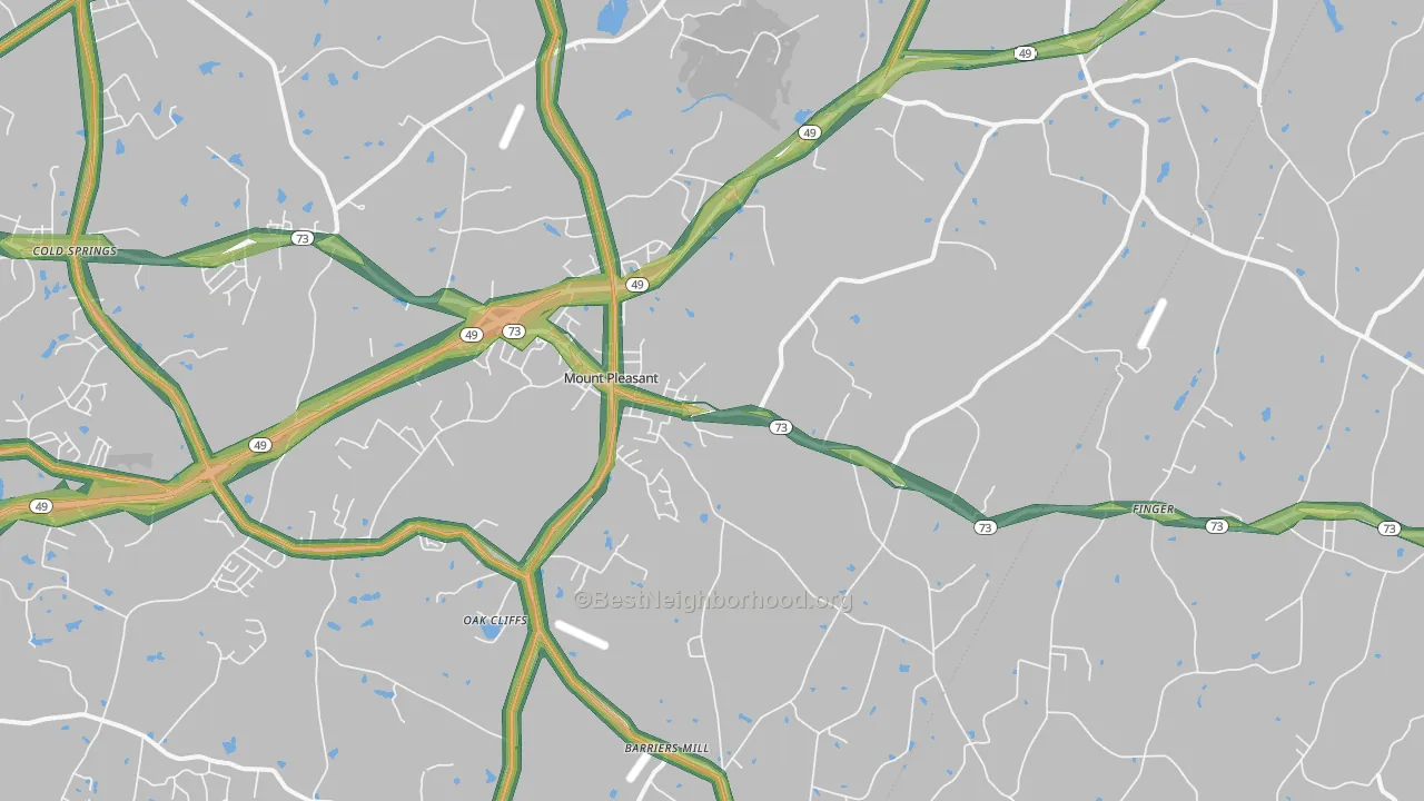 Mount Pleasant, NC Map of Noise Levels in Mount Pleasant