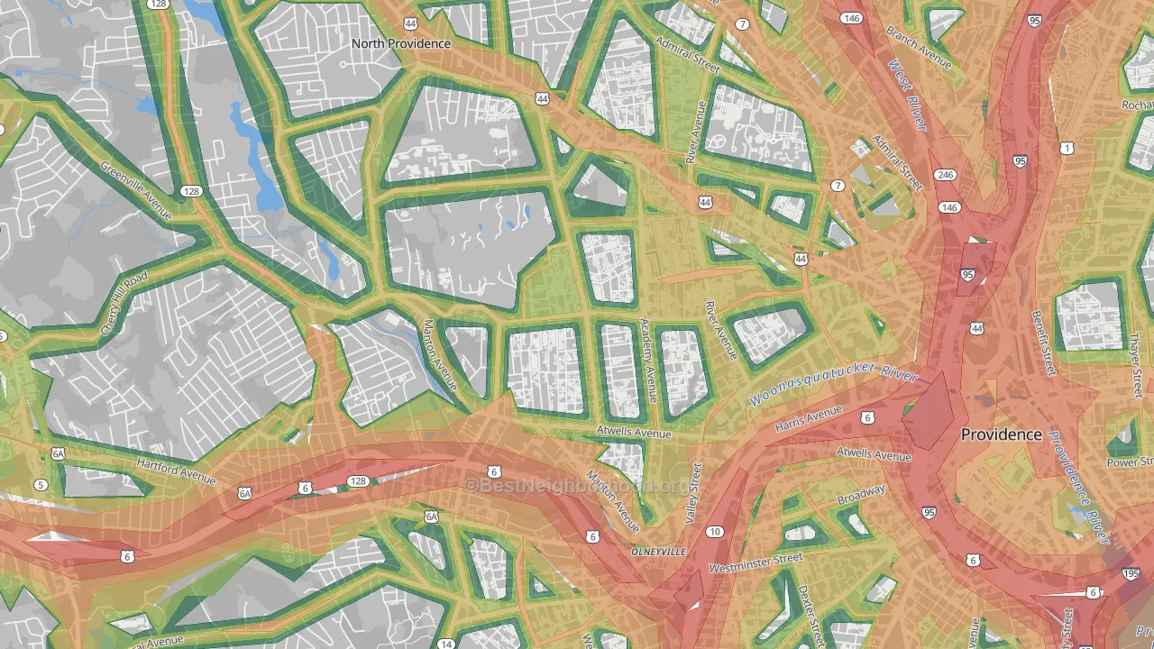 Mount Pleasant, Providence, RI Map of Noise Levels in Mount Pleasant