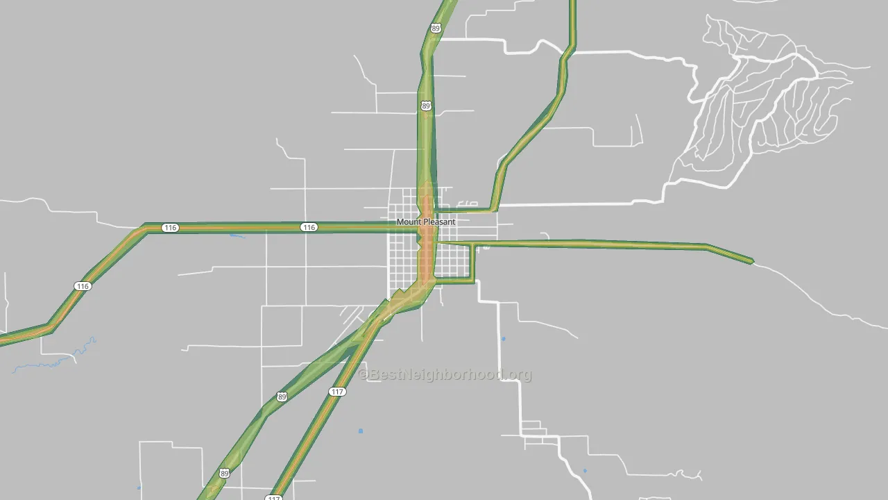 Mount Pleasant, UT Map of Noise Levels in Mount Pleasant