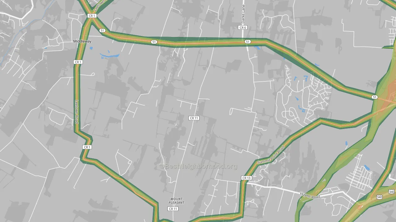 Mount Pleasant, WV Map of Noise Levels in Mount Pleasant
