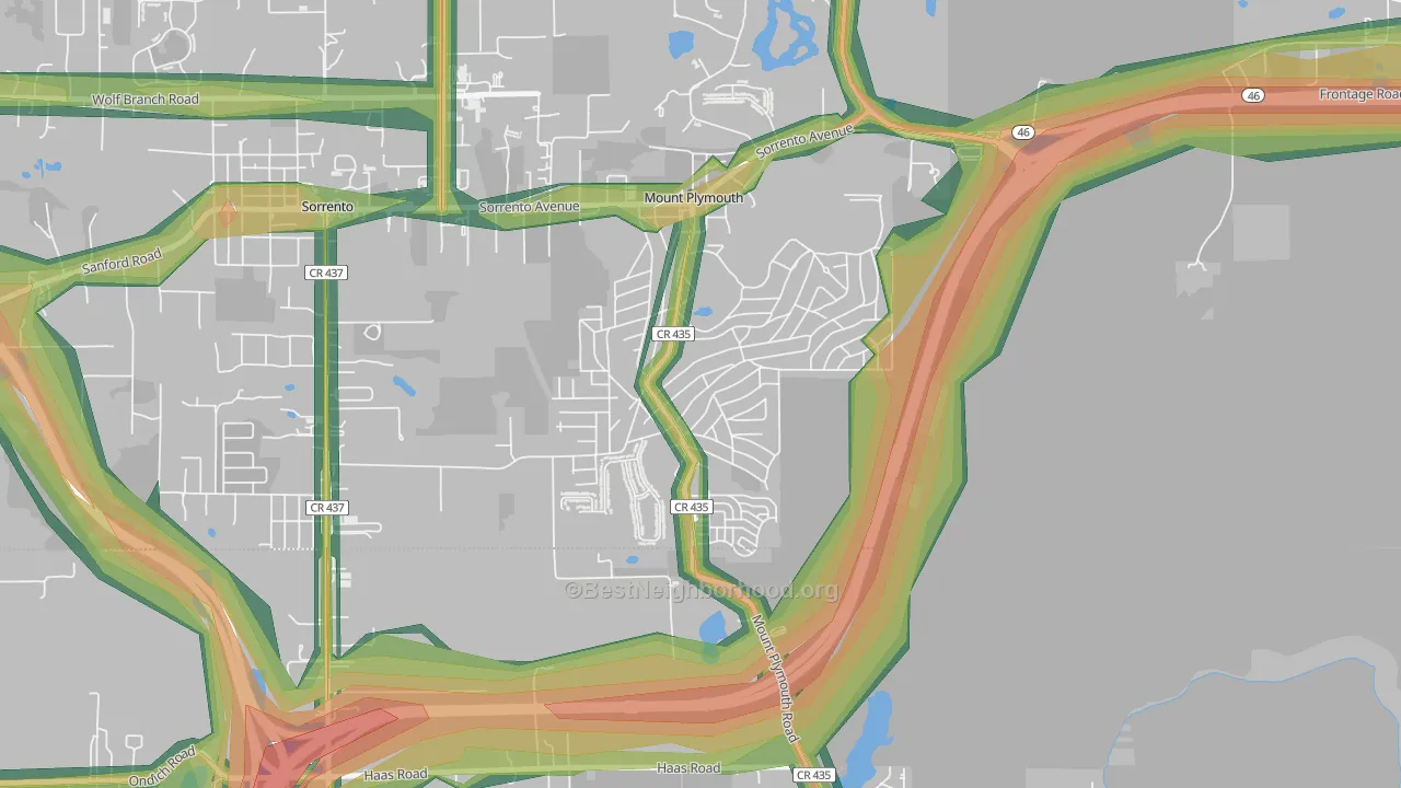 Mount Plymouth, FL Map of Noise Levels in Mount Plymouth