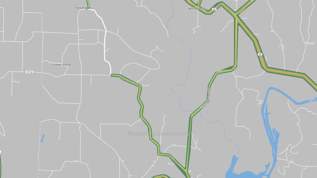 Mount Rozell, AL Map of Noise Levels in Mount Rozell