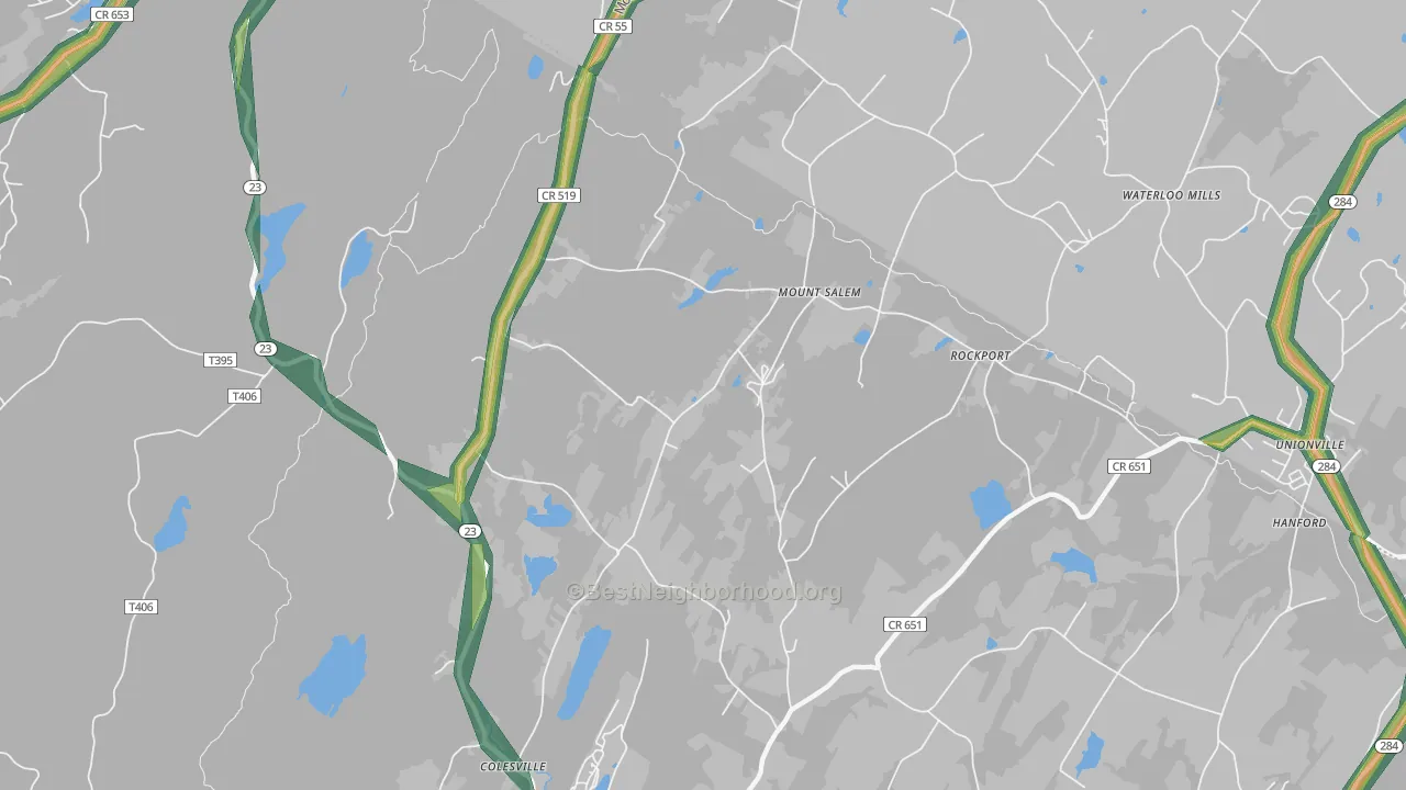 Mount Salem, NJ Map of Noise Levels in Mount Salem