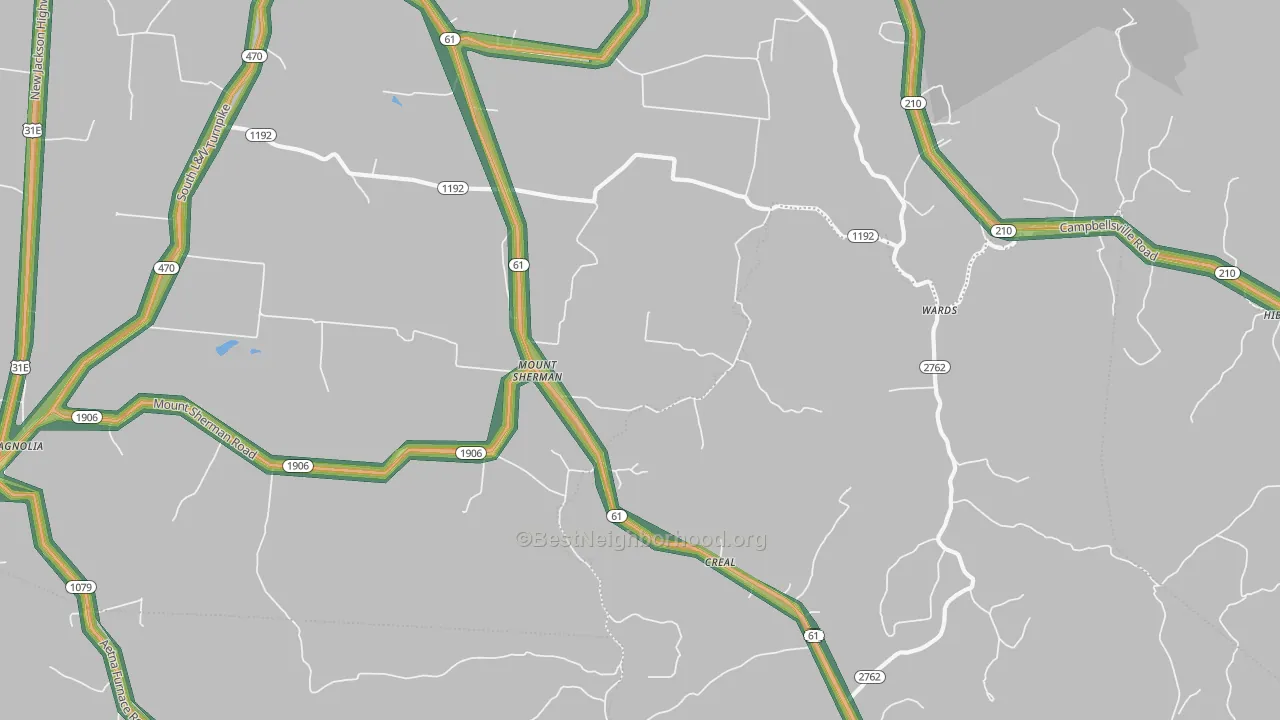 Mount Sherman, KY Map of Noise Levels in Mount Sherman