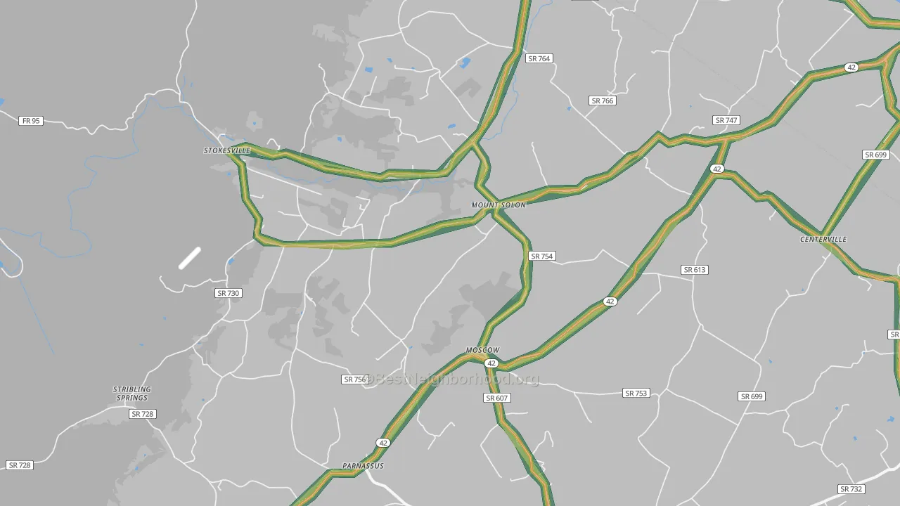 Mount Solon, VA Map of Noise Levels in Mount Solon