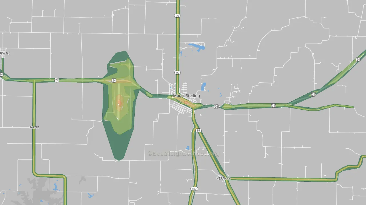 Mount Sterling, IL Map of Noise Levels in Mount Sterling