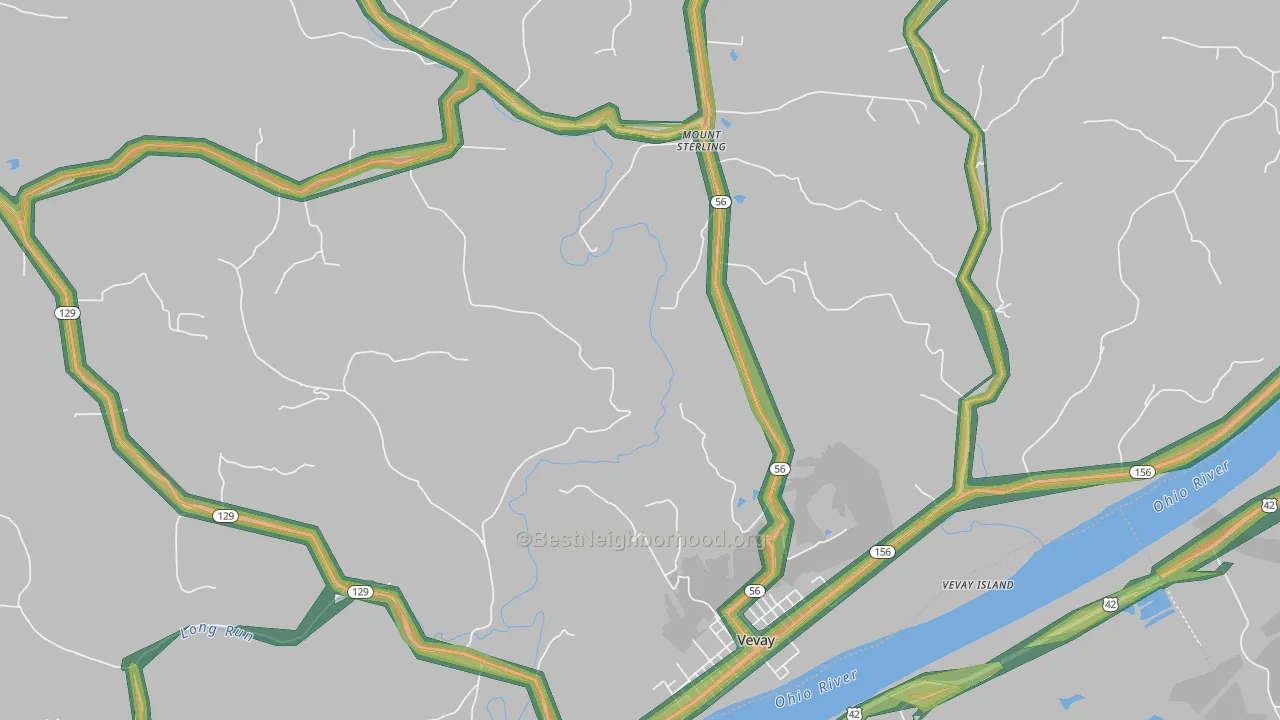 Mount Sterling, IN Map of Noise Levels in Mount Sterling