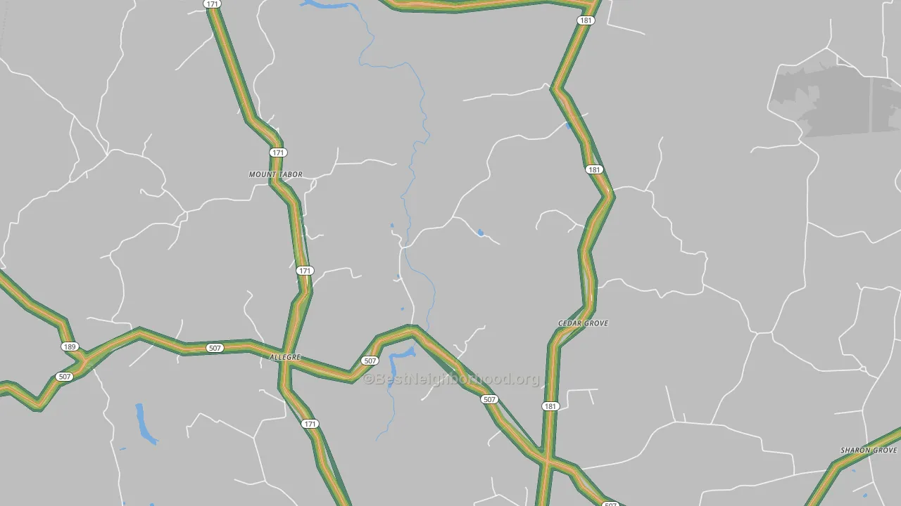 Mount Tabor, KY Map of Noise Levels in Mount Tabor