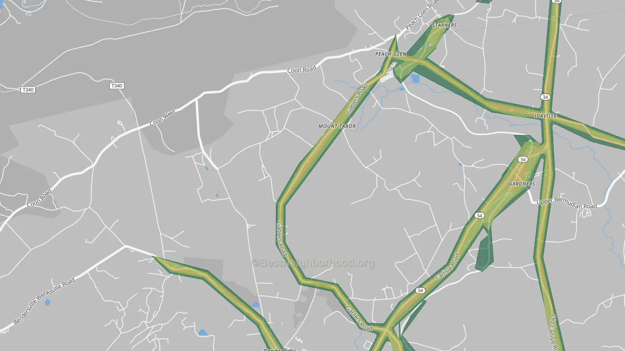 Mount Tabor, PA Map of Noise Levels in Mount Tabor