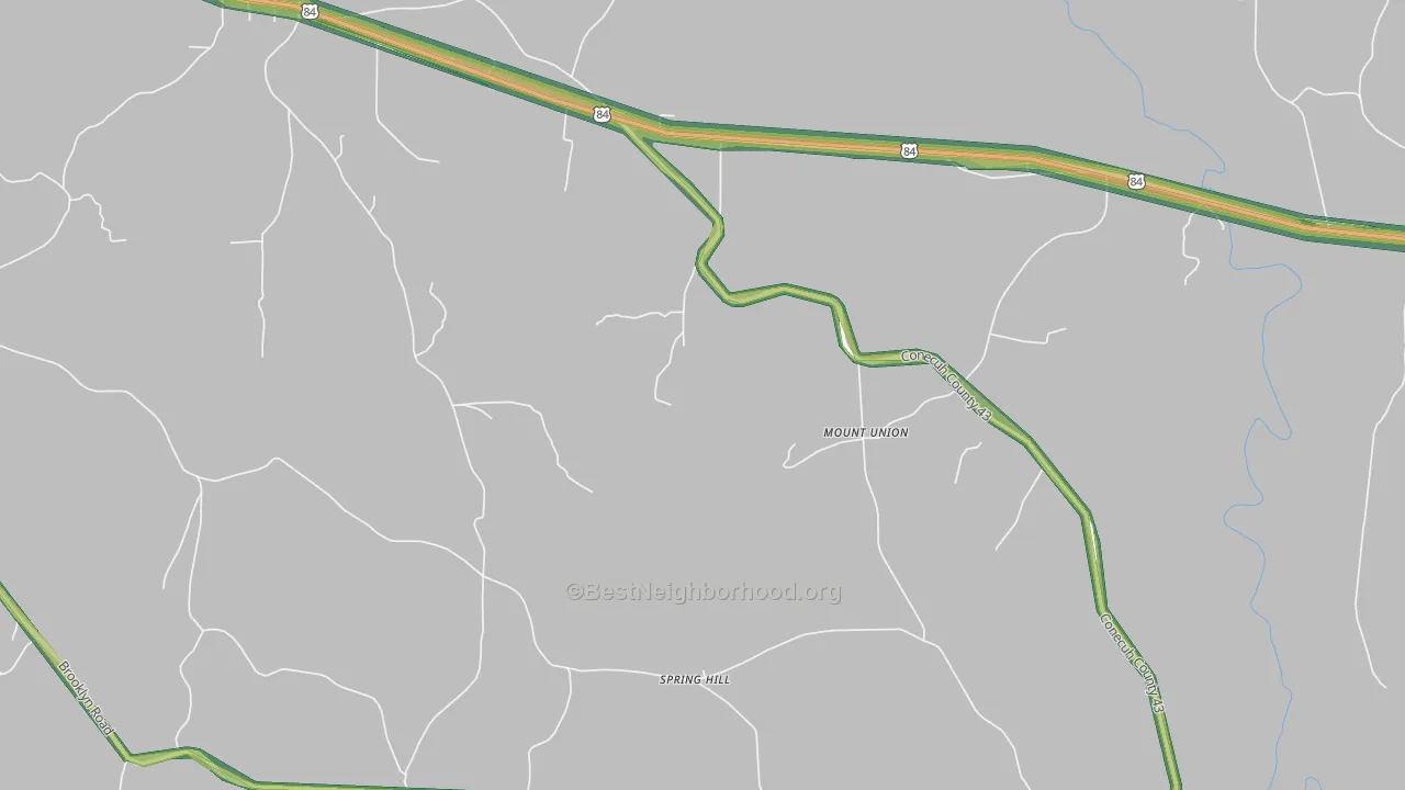 Mount Union, AL Map of Noise Levels in Mount Union