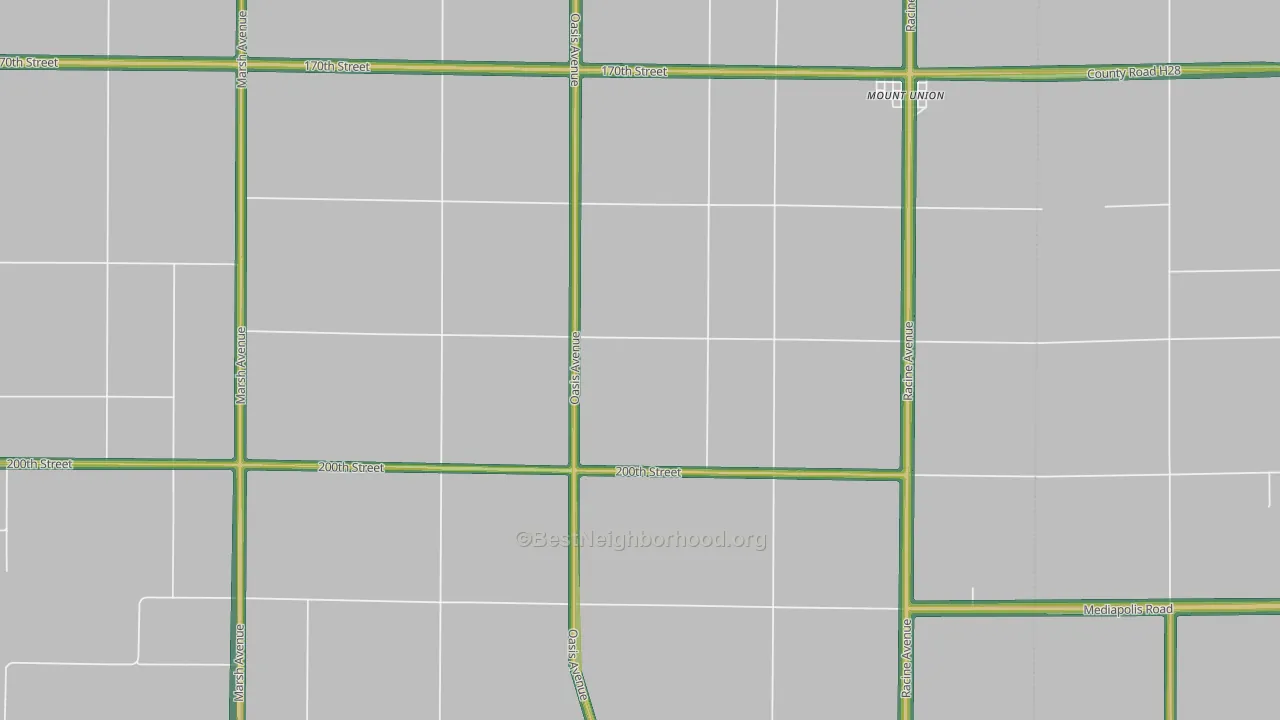 Mount Union, IA Map of Noise Levels in Mount Union