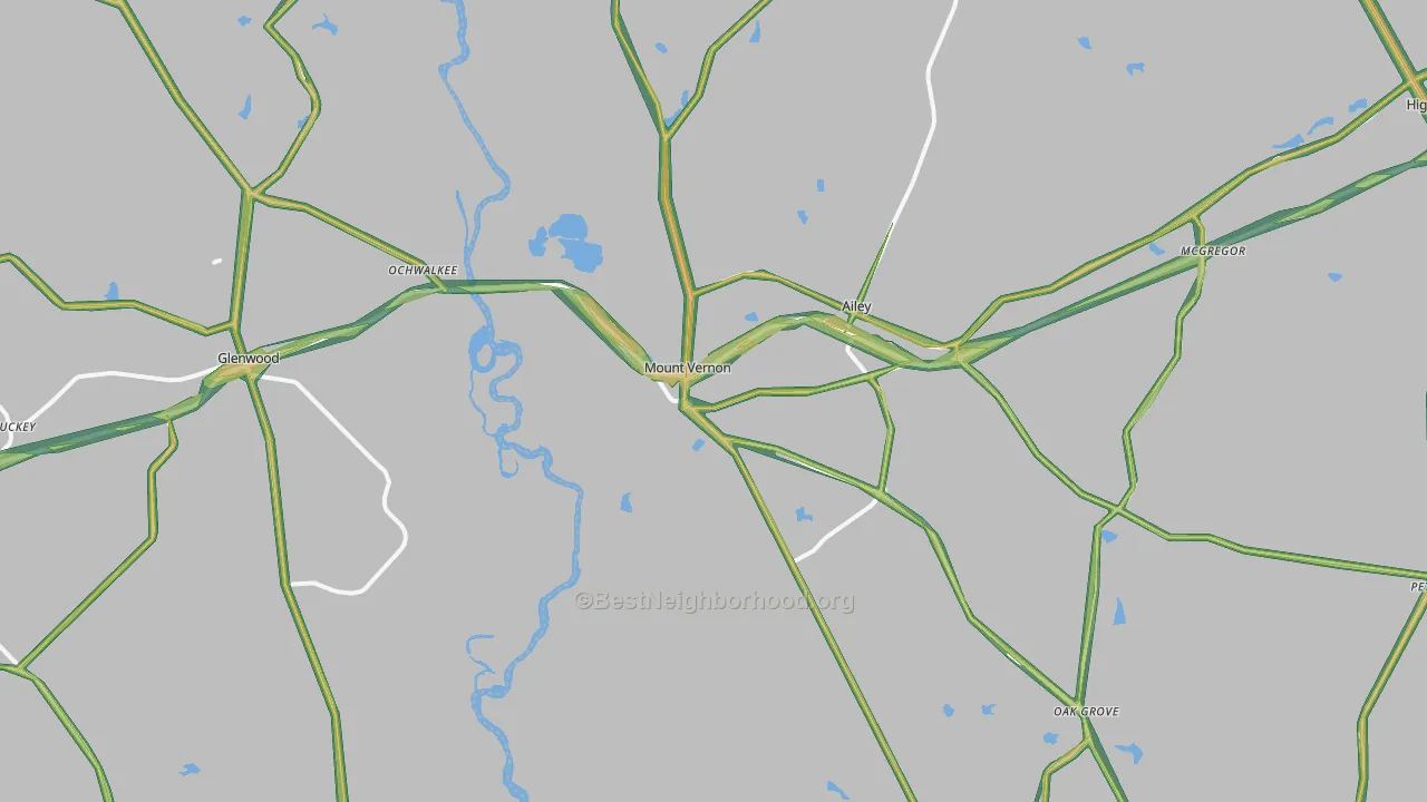 Mount Vernon, GA Map of Noise Levels in Mount Vernon