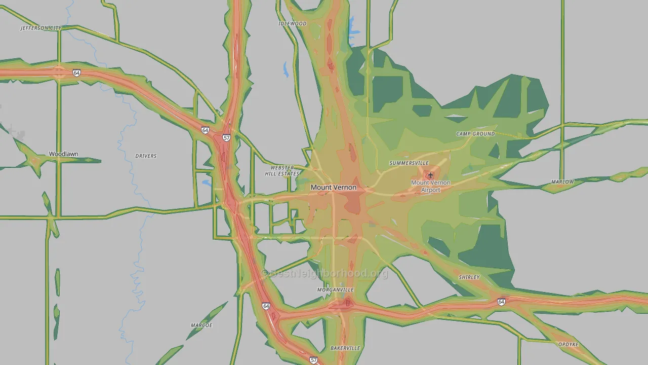 Mount Vernon, IL Map of Noise Levels in Mount Vernon
