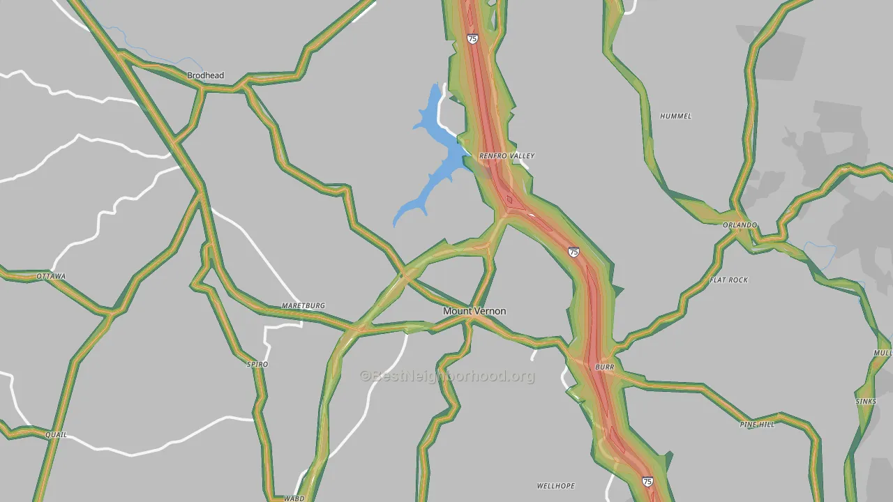 Mount Vernon, KY Map of Noise Levels in Mount Vernon