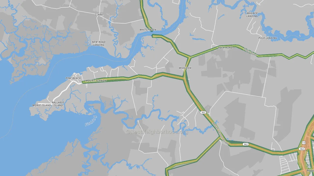Mount Vernon, MD Map of Noise Levels in Mount Vernon