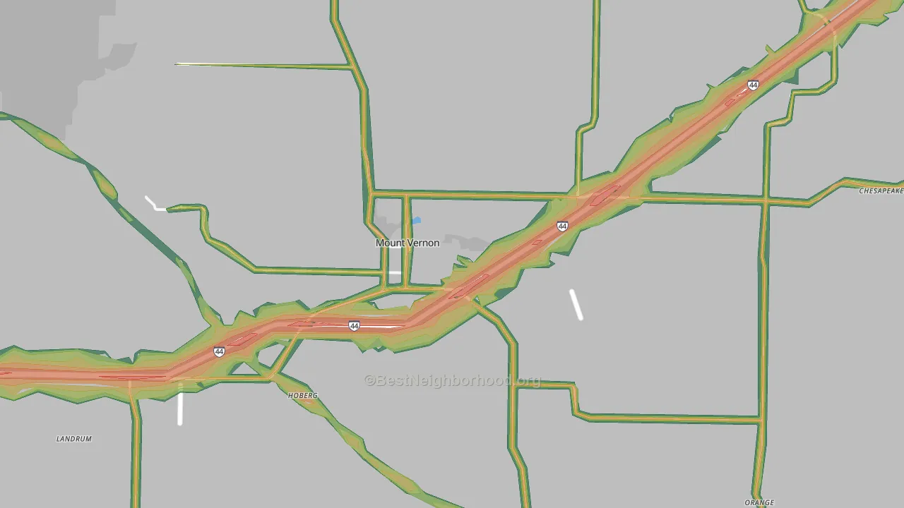 Mount Vernon, MO Map of Noise Levels in Mount Vernon