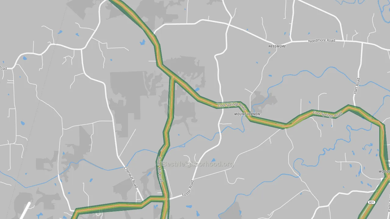 Mount Vernon, NC Map of Noise Levels in Mount Vernon