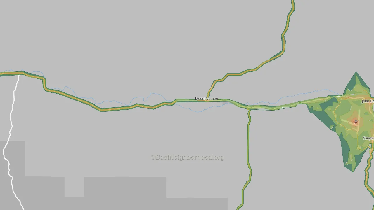 Mount Vernon, OR Map of Noise Levels in Mount Vernon