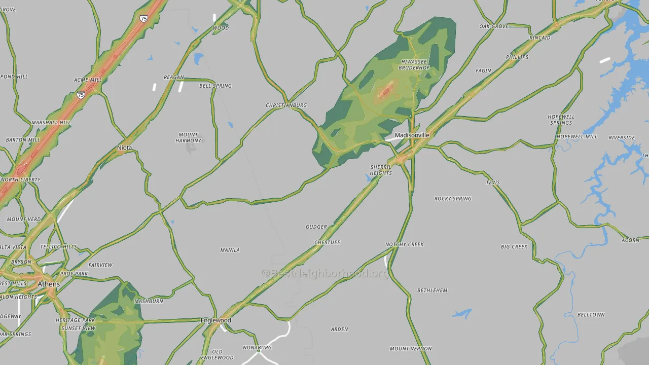 Mount Vernon, TN Map of Noise Levels in Mount Vernon