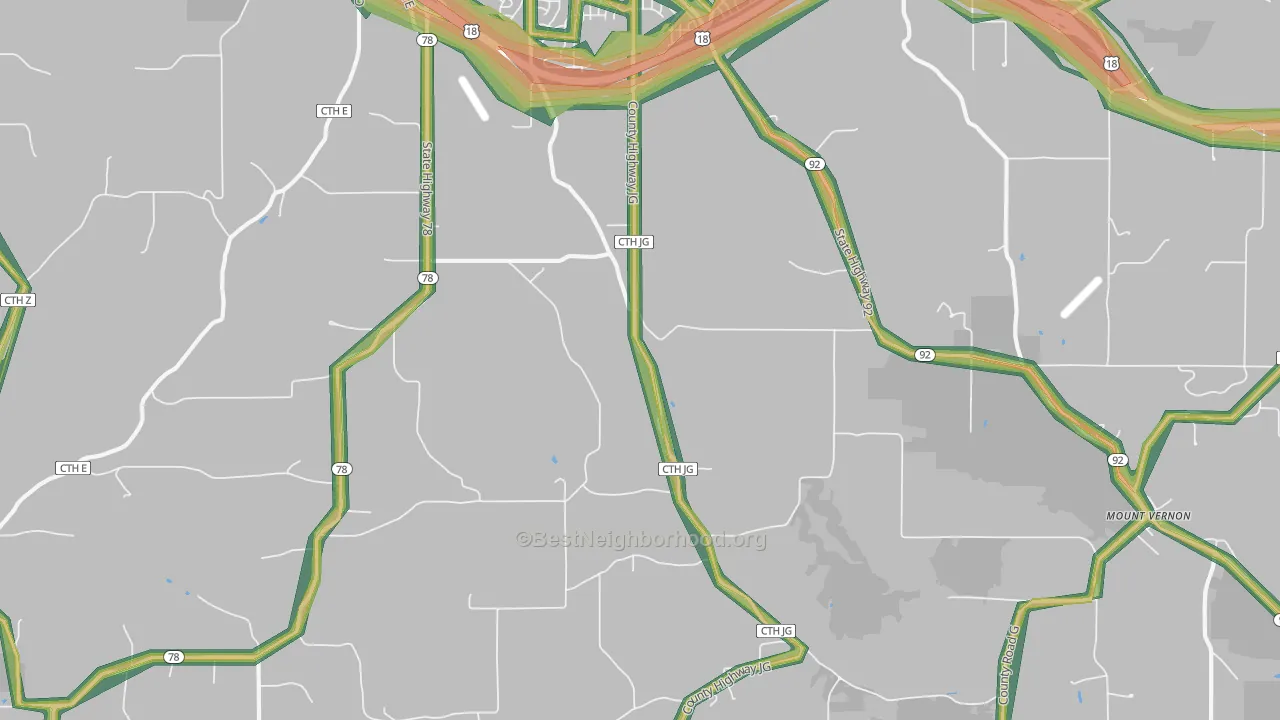 Mount Vernon, WI Map of Noise Levels in Mount Vernon