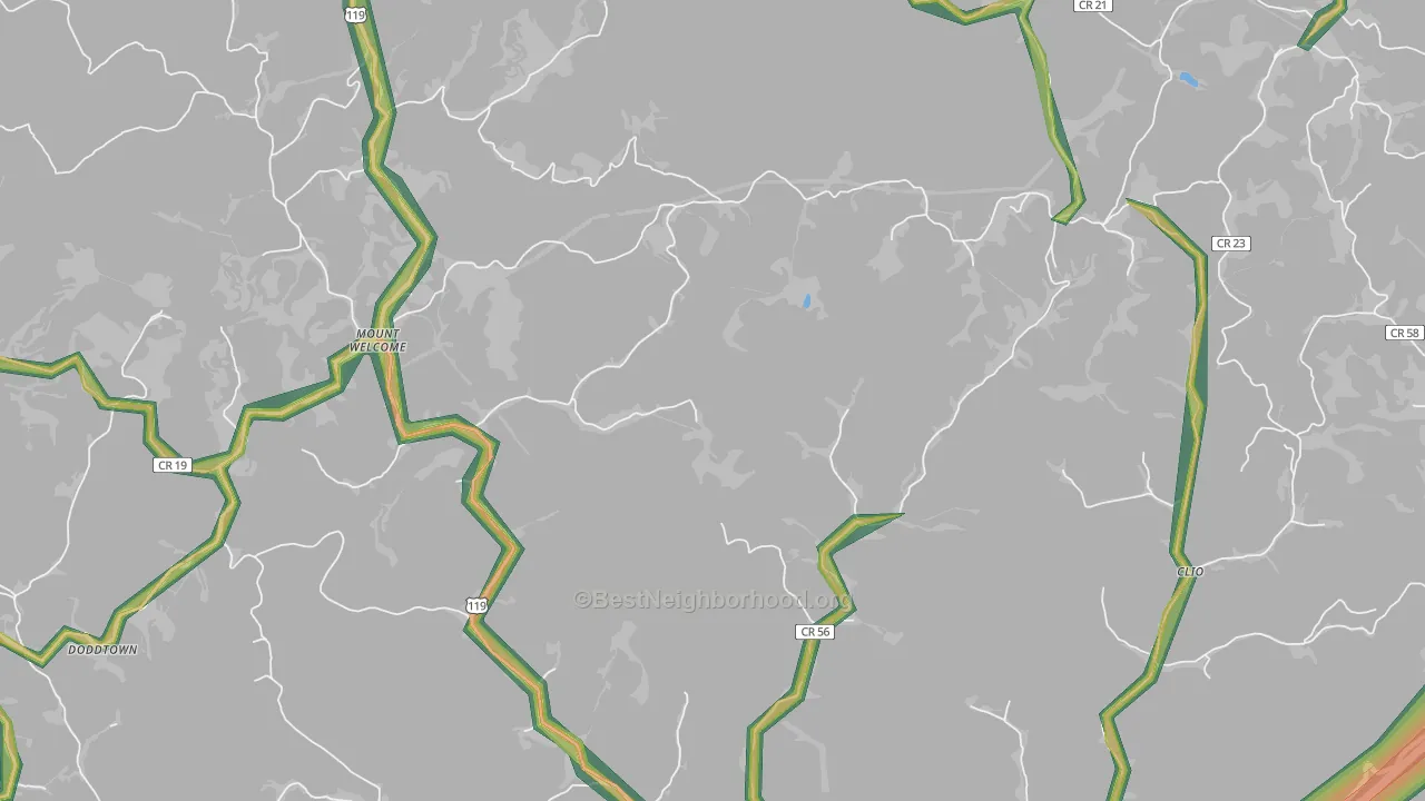 Mount Welcome, WV Map of Noise Levels in Mount Welcome