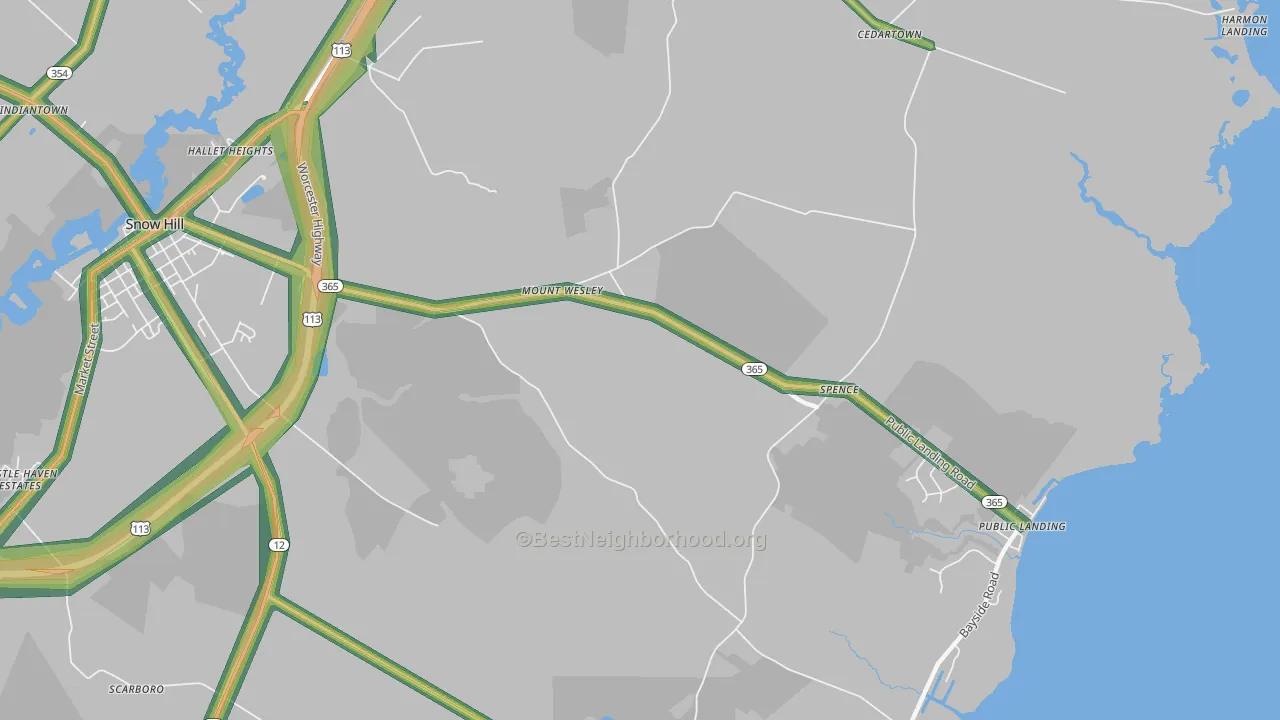 Mount Wesley, MD Map of Noise Levels in Mount Wesley