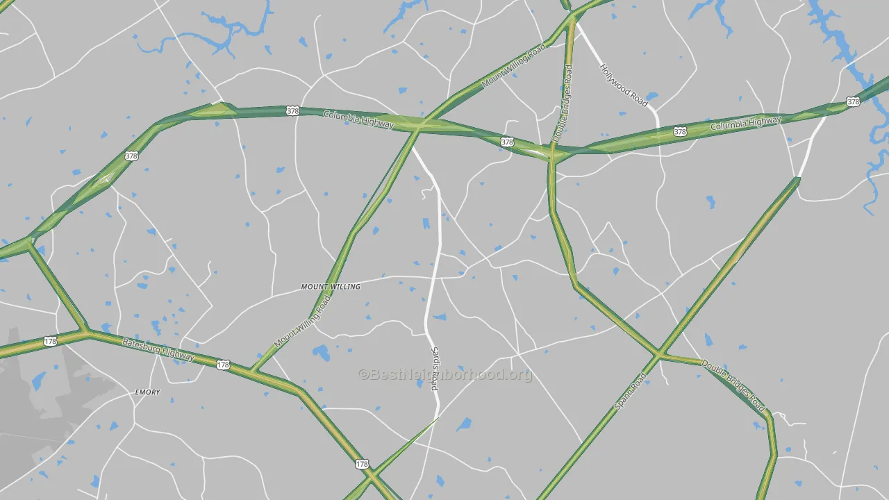 Mount Willing, SC Map of Noise Levels in Mount Willing