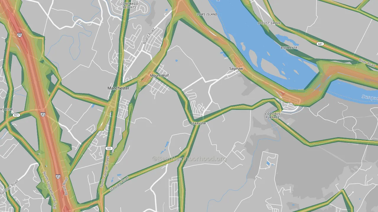 Mount Wolf, PA Map of Noise Levels in Mount Wolf