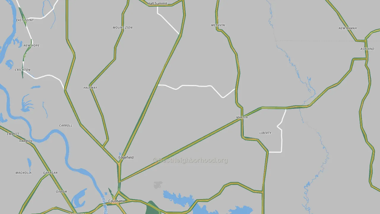 Mount Zion, LA Map of Noise Levels in Mount Zion