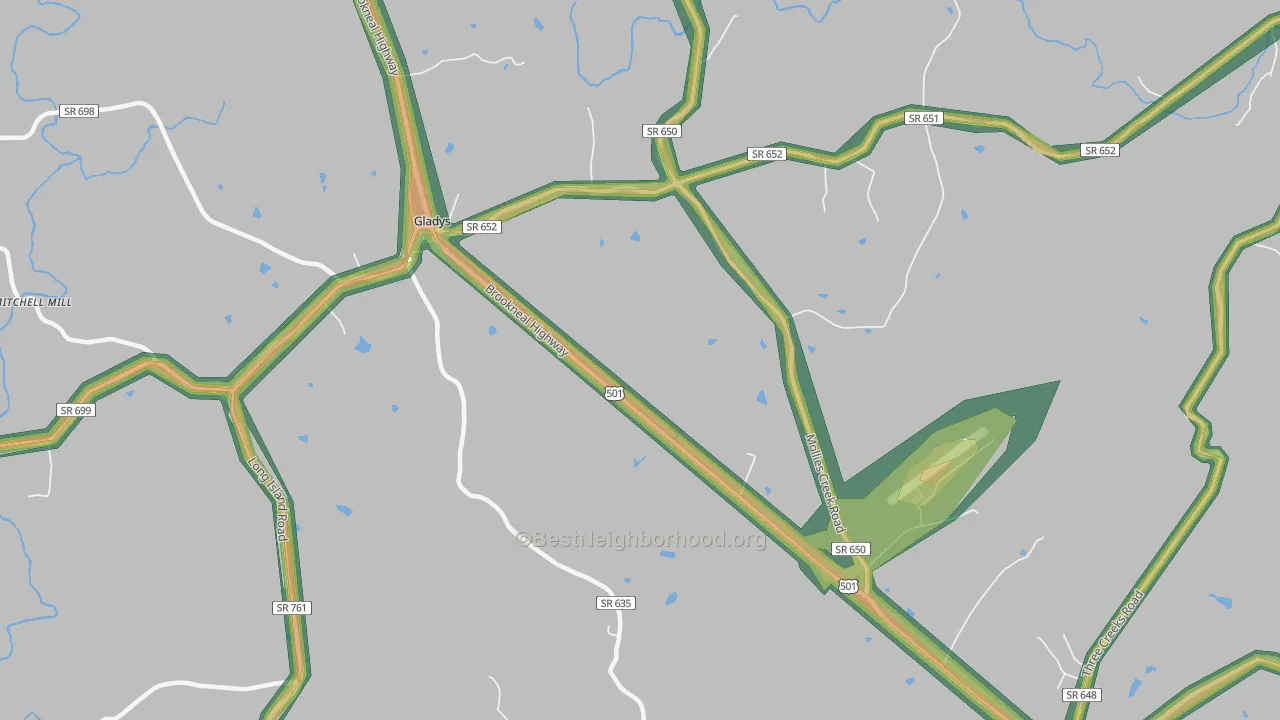 Mount Zion, VA Map of Noise Levels in Mount Zion