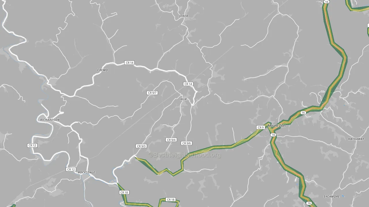 Mount Zion, WV Map of Noise Levels in Mount Zion