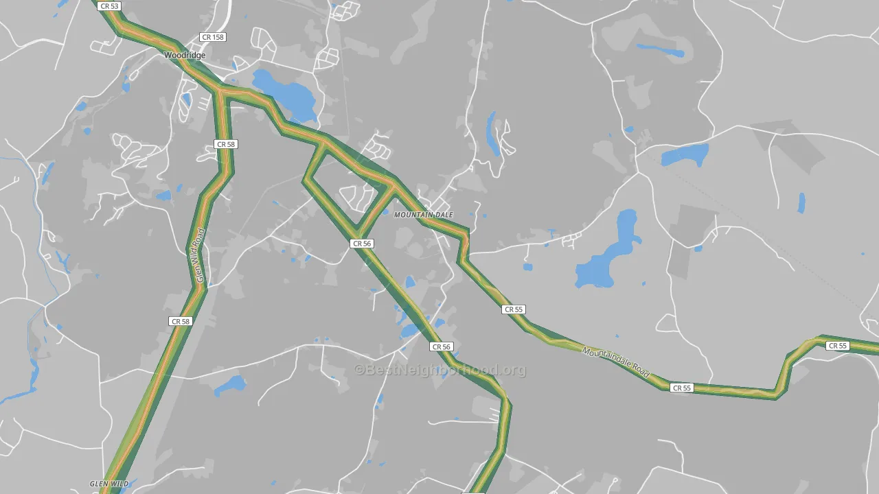 Mountain Dale, NY Map of Noise Levels in Mountain Dale