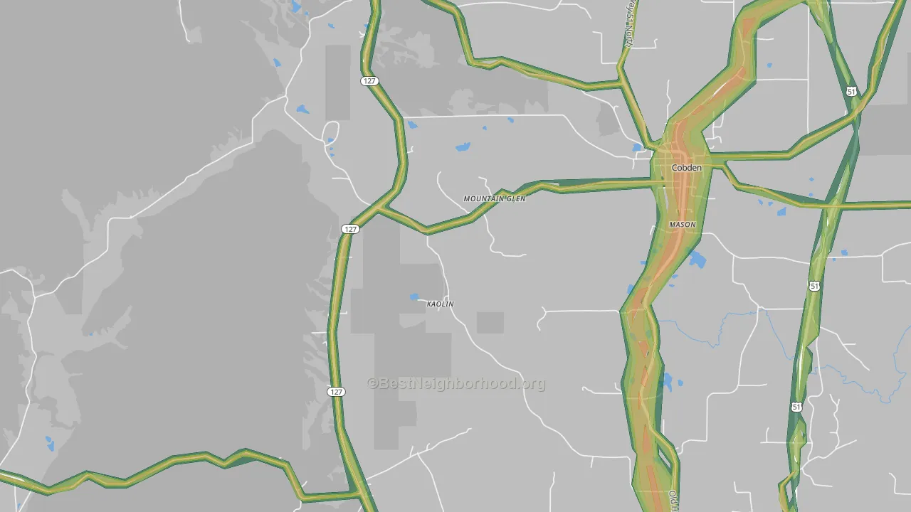 Mountain Glen, IL Map of Noise Levels in Mountain Glen