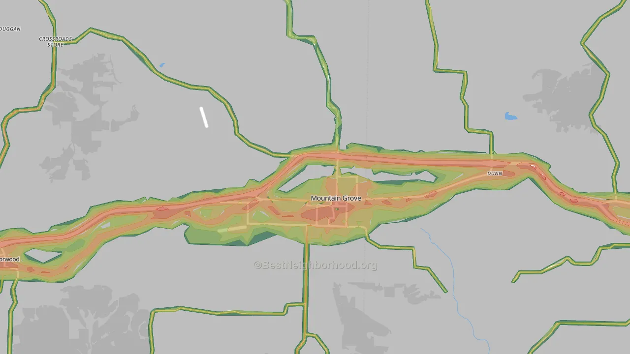 Mountain Grove, MO Map of Noise Levels in Mountain Grove