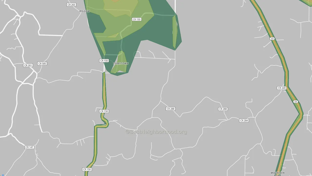 Mountain Home, AL Map of Noise Levels in Mountain Home