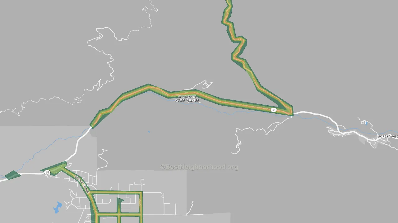 Mountain Home Village, CA Map of Noise Levels in Mountain Home Village