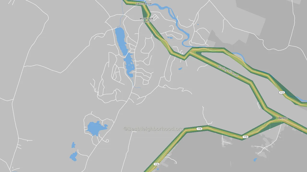 Mountain Lakes, NH Map of Noise Levels in Mountain Lakes