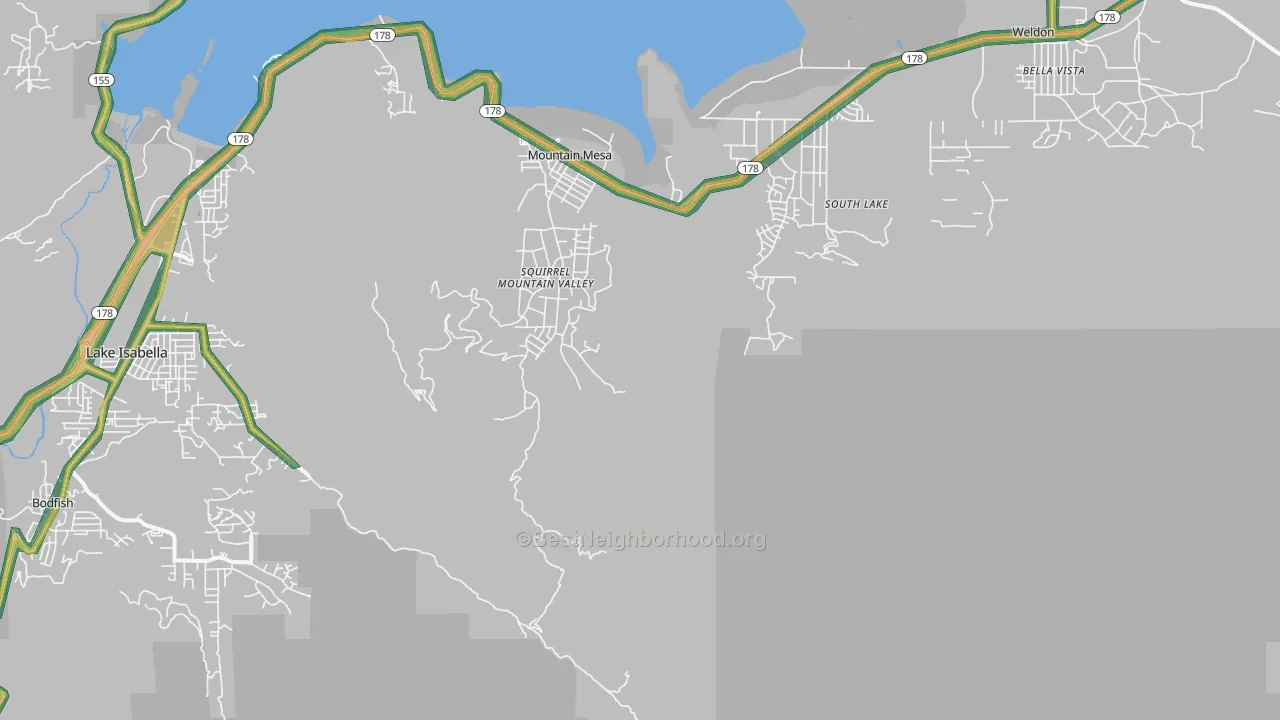 Mountain Mesa, CA Map of Noise Levels in Mountain Mesa