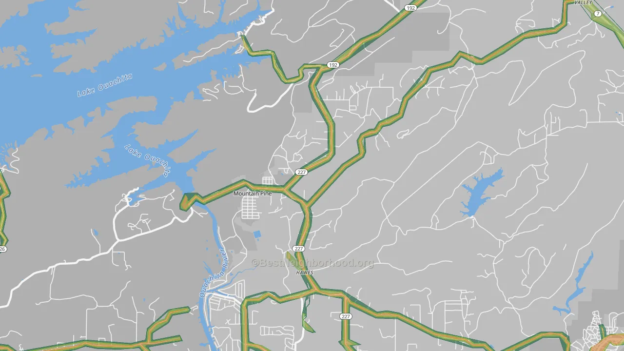 Mountain Pine, AR Map of Noise Levels in Mountain Pine