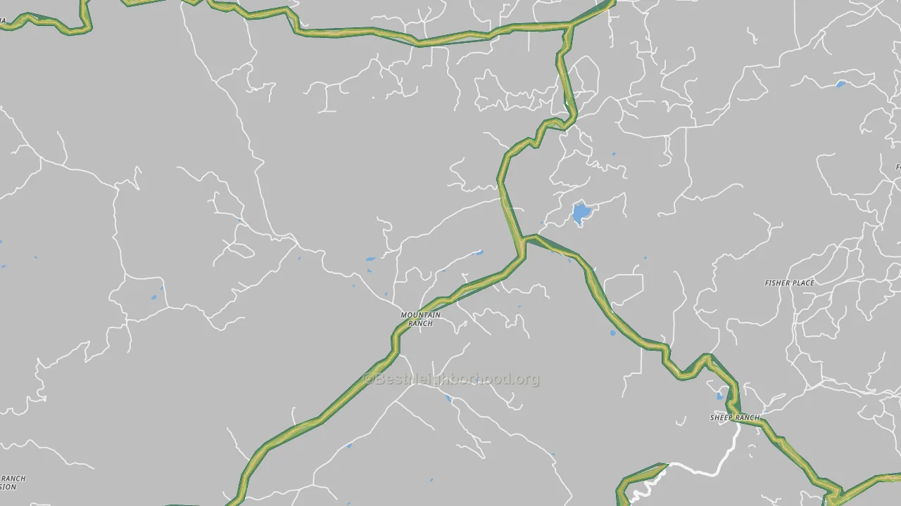 Mountain Ranch, CA Map of Noise Levels in Mountain Ranch