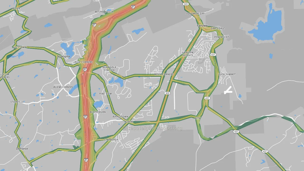 Mountain Top, PA Map of Noise Levels in Mountain Top