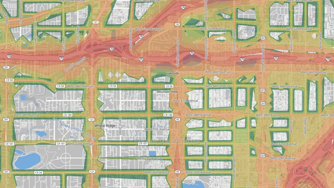 Mountain View, CO Map of Noise Levels in Mountain View
