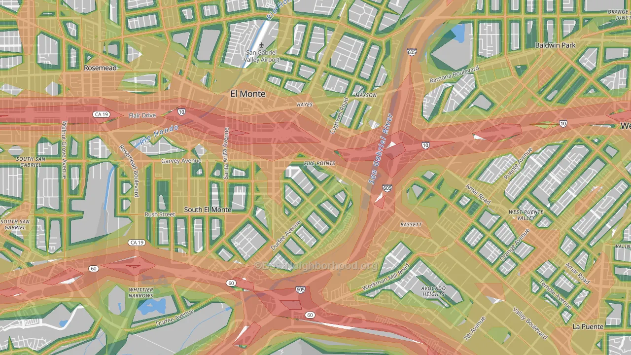 Mountain View, El Monte, CA Map of Noise Levels in Mountain View